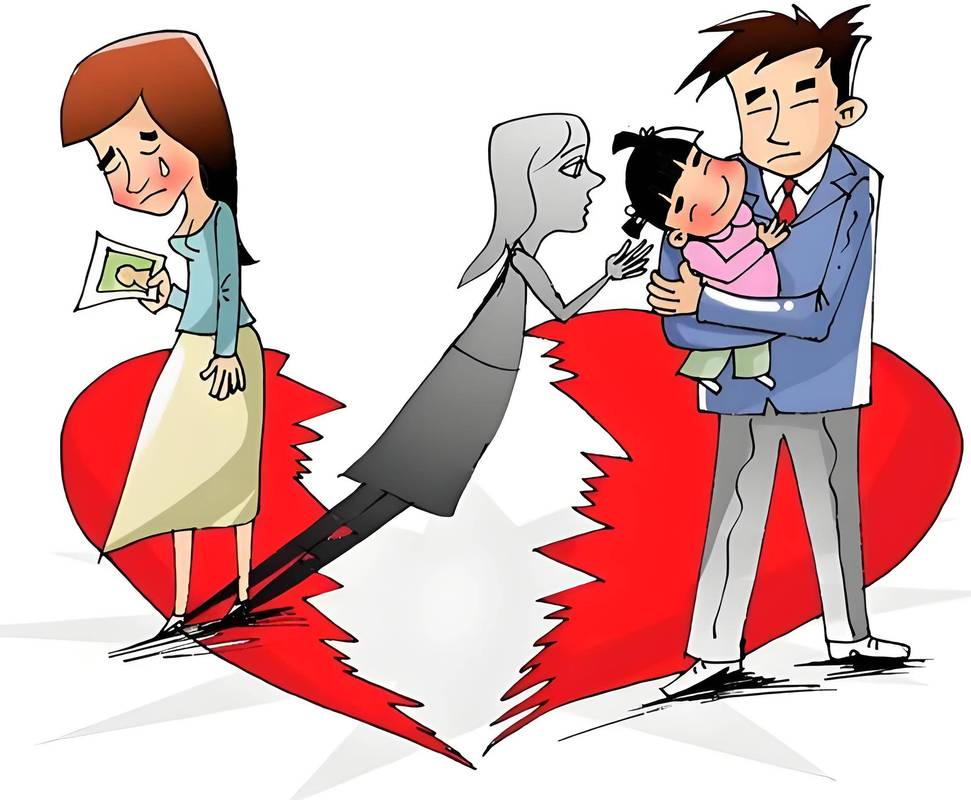 夫妻争吵与离婚纠纷家庭场景插画