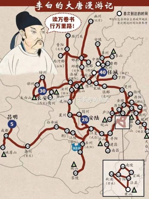 初唐到盛唐唐代诗人出行路线地图