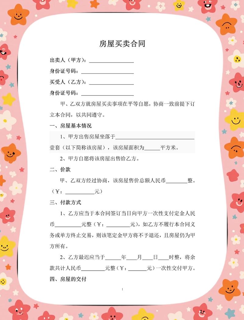 房屋买卖合同首付款性质空白条款示例