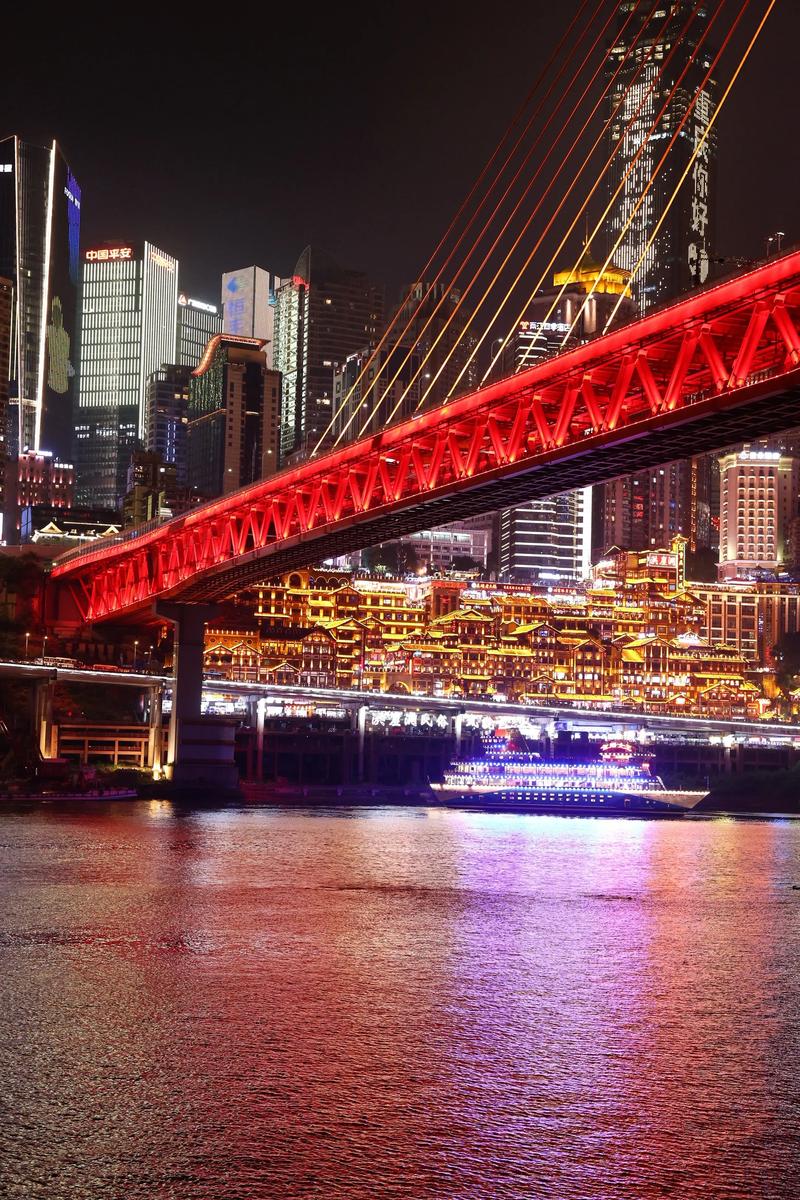 重庆洪崖洞夜景江滩