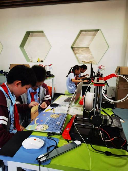 小学3D打印课堂上学生协作建模