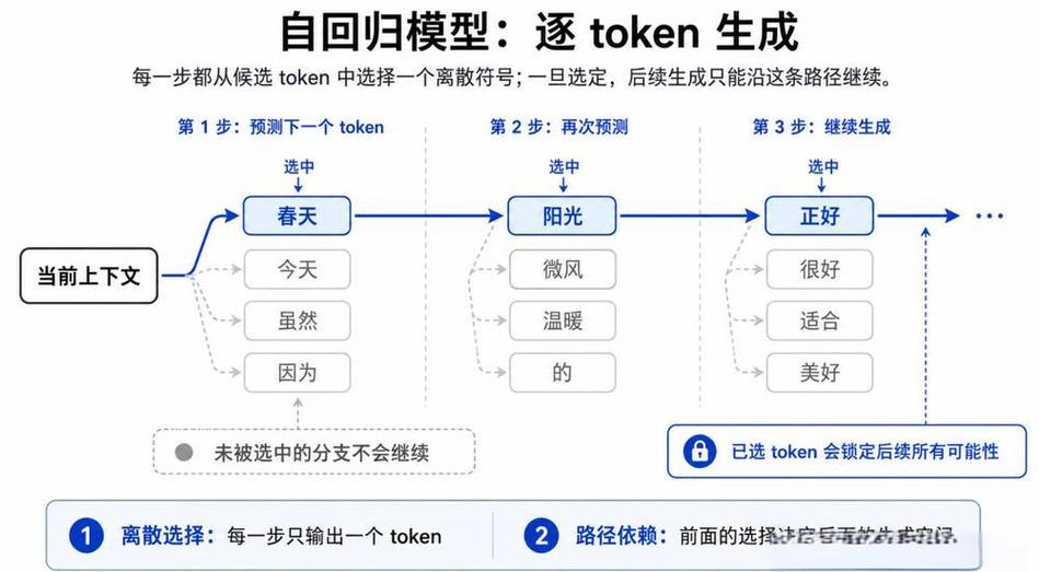 大语言模型token预测逻辑示意图