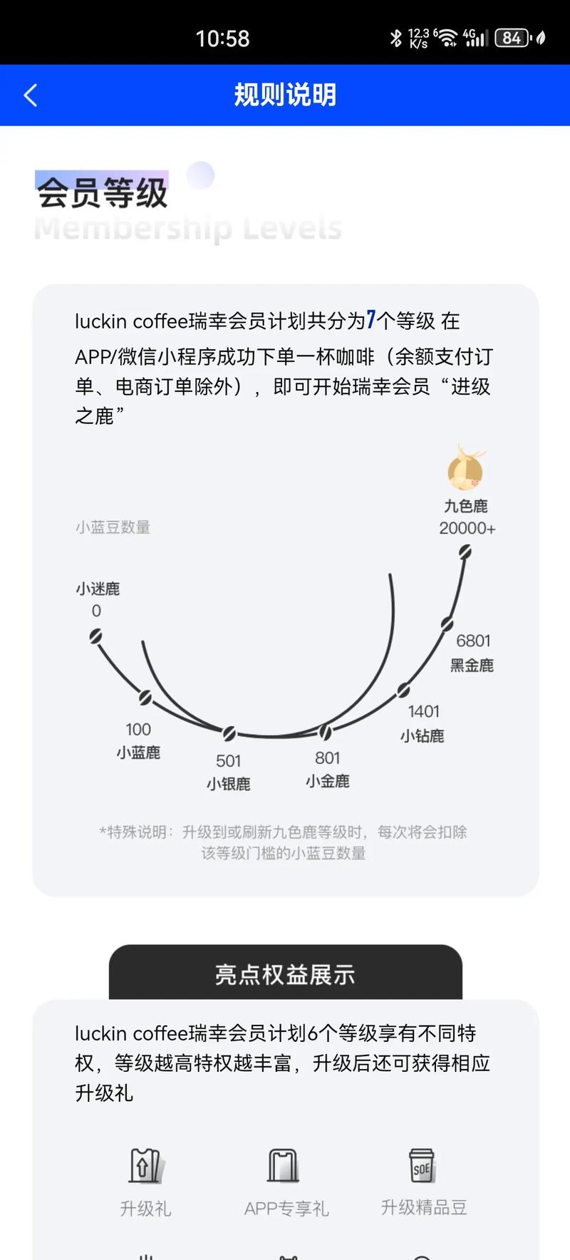 连锁咖啡门店会员消费权益对比表