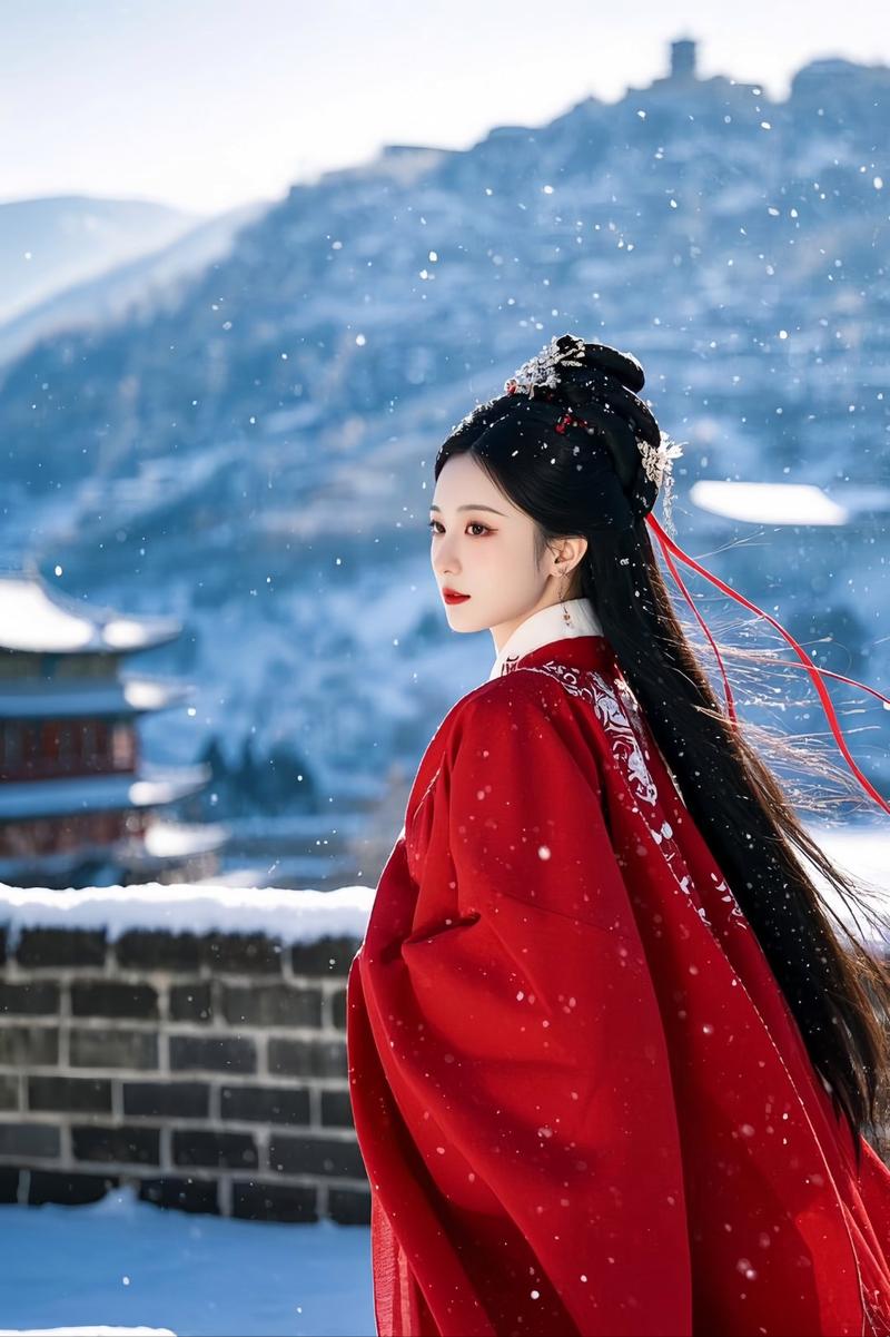扬州瘦西湖雪景汉服