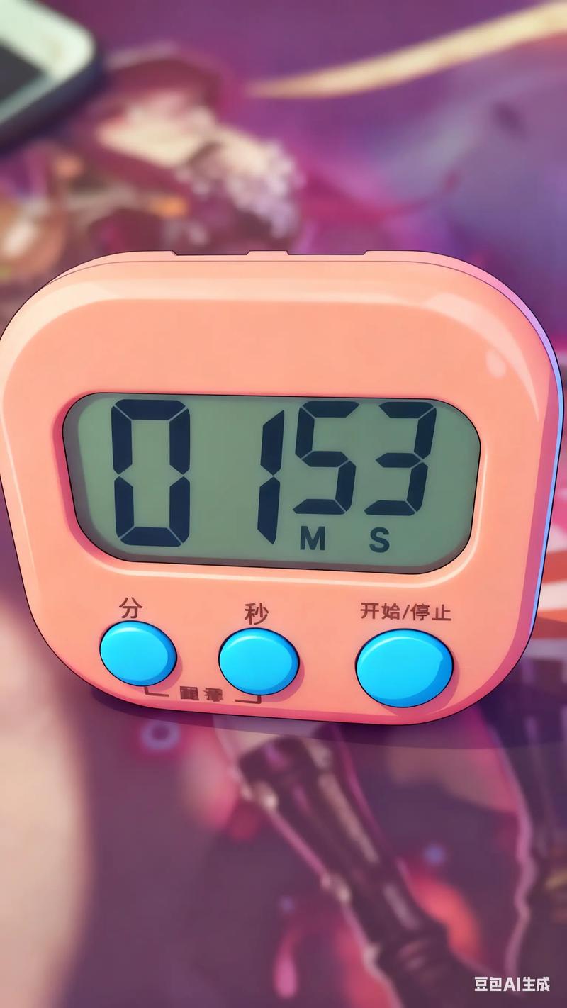 厨房定时器特写,背景是电脑屏幕