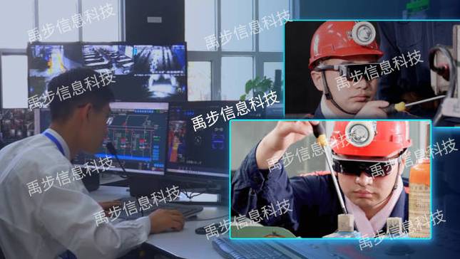 工厂维修工程师用平板连接远程专家指导调试界面