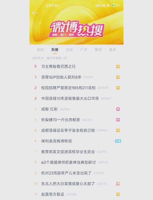 微博热搜榜网络热梗更新截图