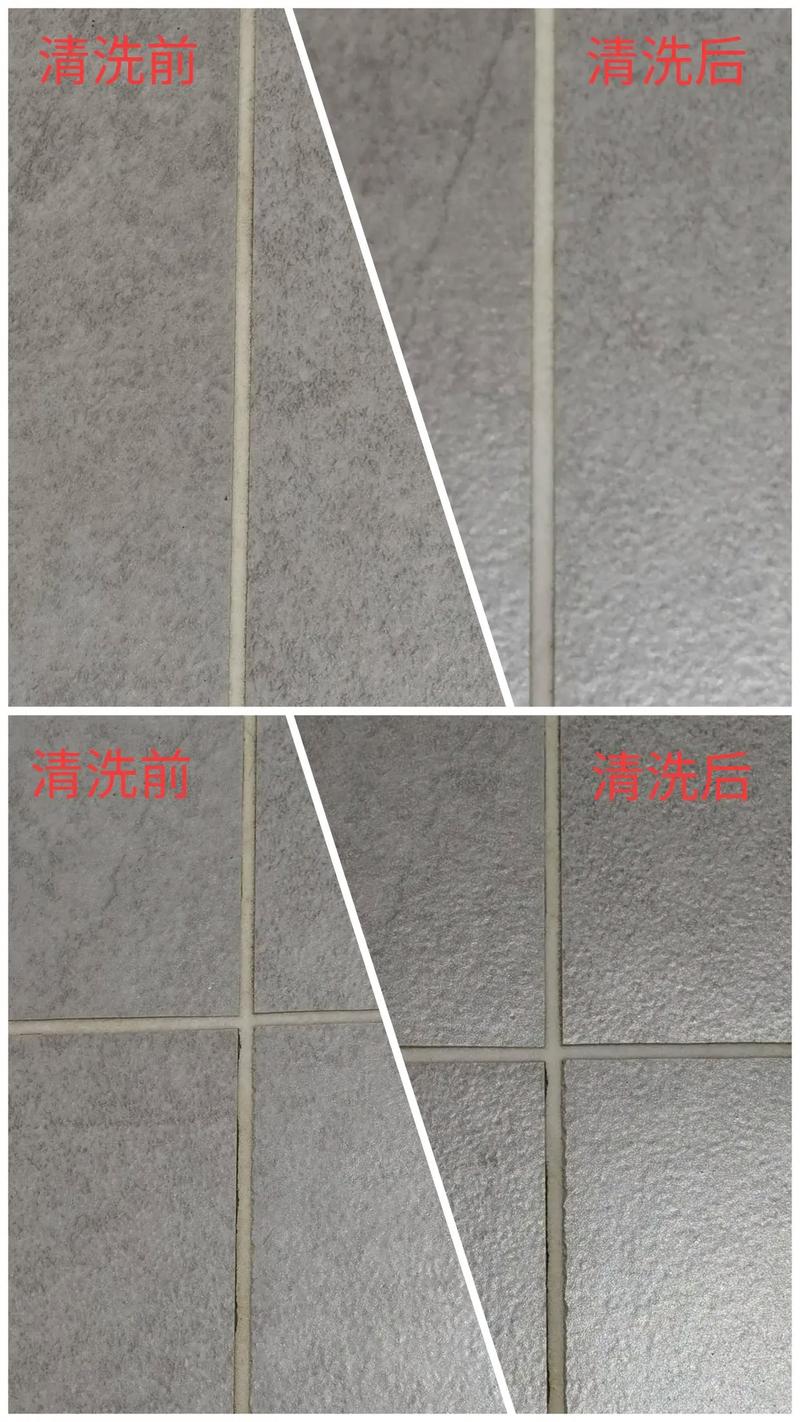 白色环氧彩砂填缝剂发黄前后对比图