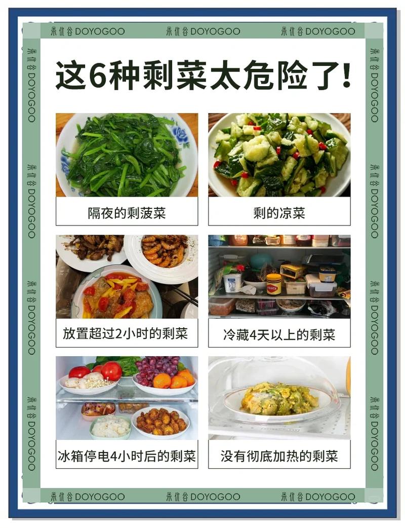 常见不同种类隔夜菜风险分类图