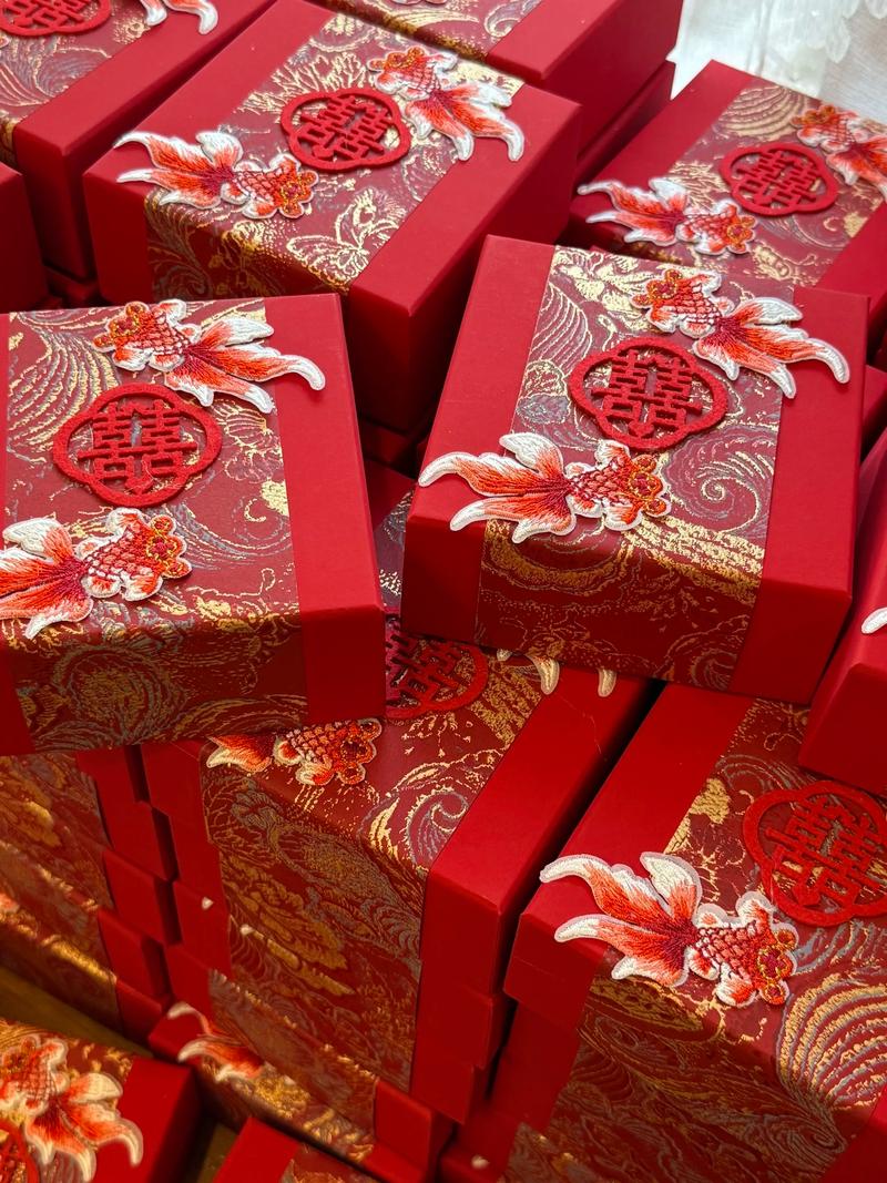 中式复古陶瓷喜糖盒手工款圆形婚礼伴手礼