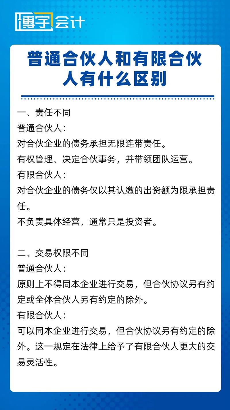 普通合伙人与有限合伙人责任区别图