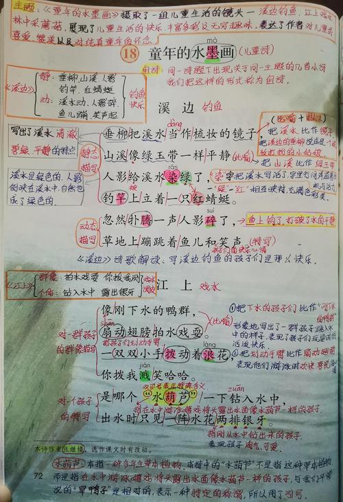 小学生语文随堂作业 手绘课文批注草稿