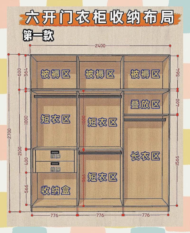 可调节儿童衣柜内部布局示意图