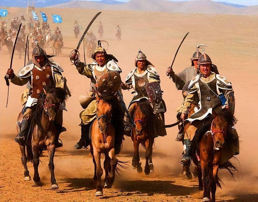 蒙古骑兵骑射阵型古代画作