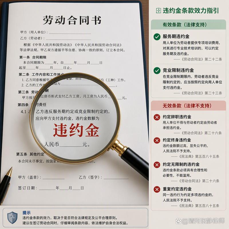 劳动合同服务期违约金条款实拍截图