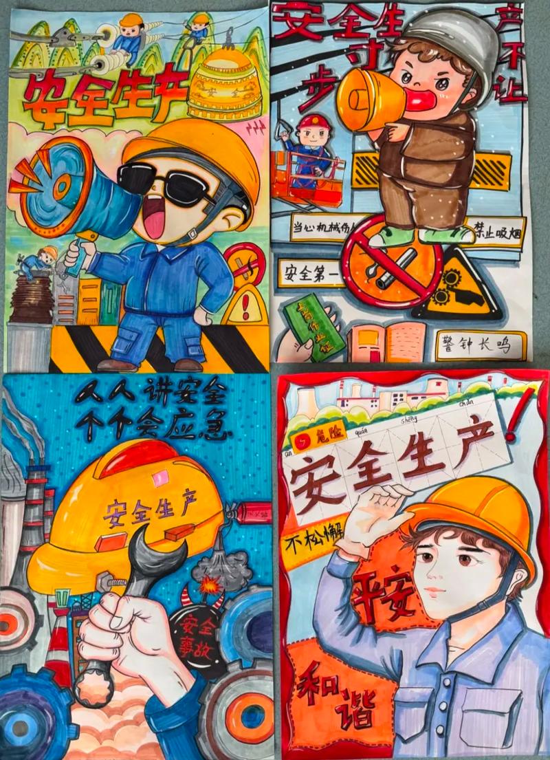 工厂家属开放日孩子给工人爸爸画的安全画