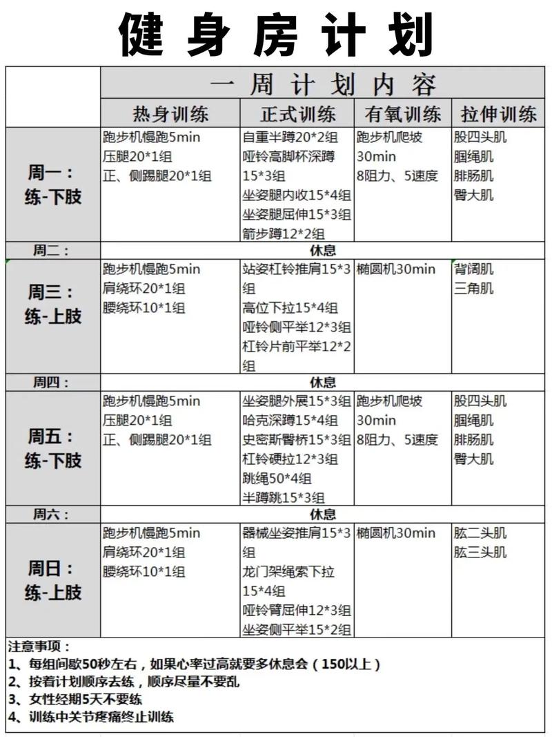 健身新手每周三次训练计划表