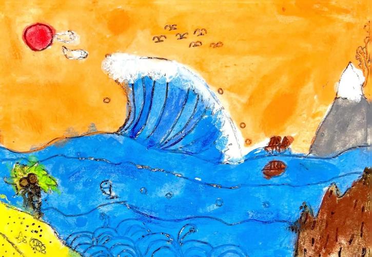 儿童绘本海浪起伏节奏插图