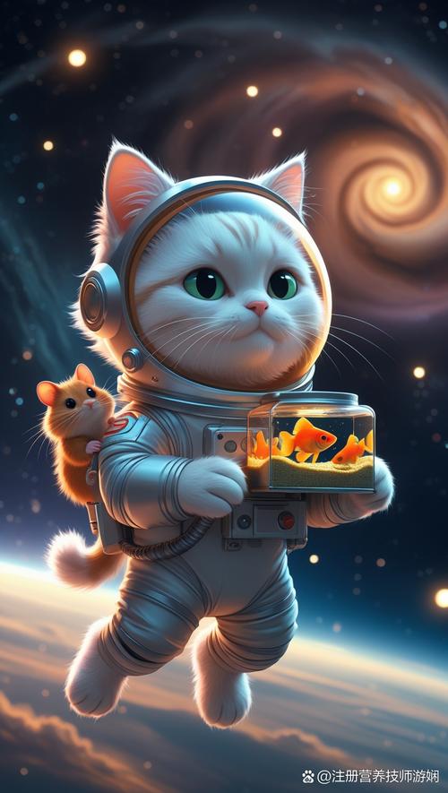 漫画《猫与星尘》老宇航员与猫漂浮在星云中