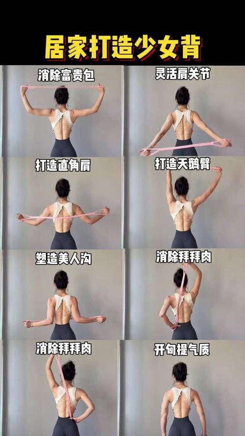 居家弹力带肩背训练正确姿势示范图