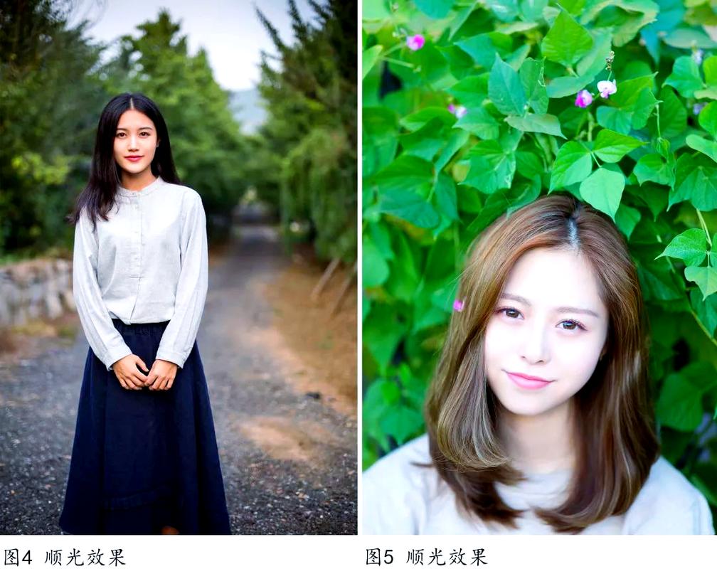 侧光顺光拍摄人像效果对比图