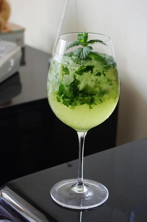 莫吉托材料 新鲜薄荷叶 青柠 朗姆酒 苏打水