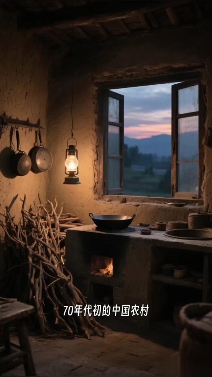 古代普通农户傍晚堂屋点油灯起居场景