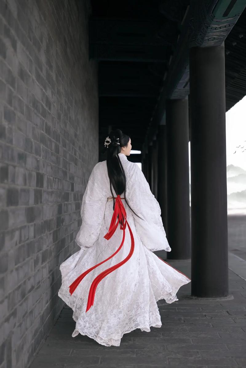 西安古城墙汉服背影