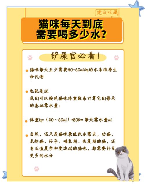 家猫每日饮水量对应体重测算对照表