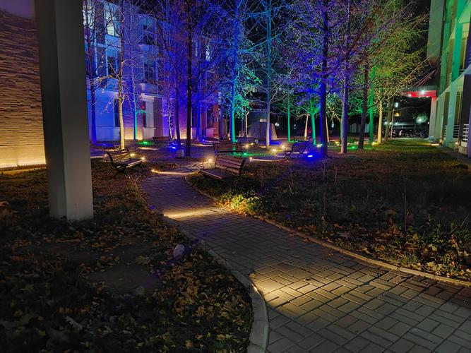 学生动手设计校园灯带夜景效果