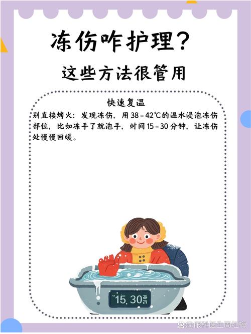 冻伤急救温水复温方法示意图