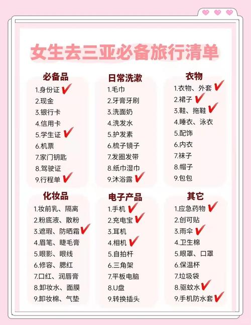 海岛度假行李清单必备品示意图