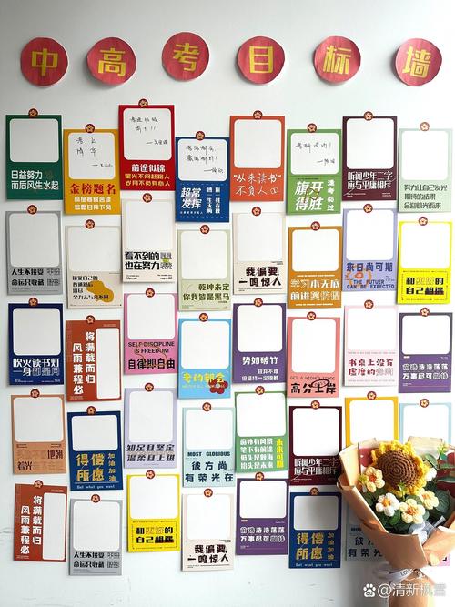 家长和孩子一起把大目标画成彩色阶梯便利贴墙