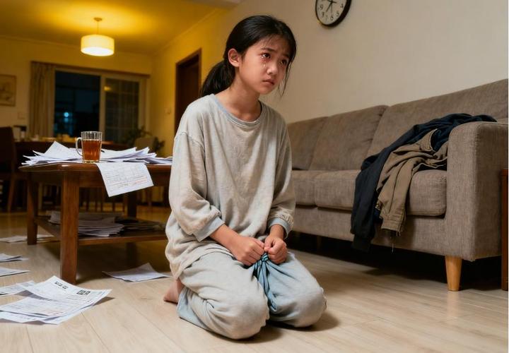 法院门口蹲坐哭泣的未成年校服女孩