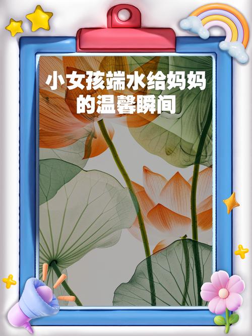 孩子给妈妈端水的温馨家庭场景