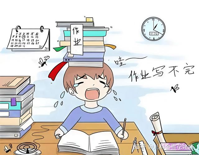 小学生写作业磨蹭发呆实拍场景