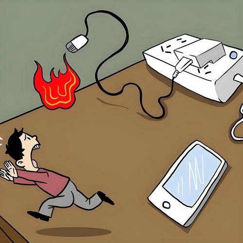 插线板超负荷起火示意图