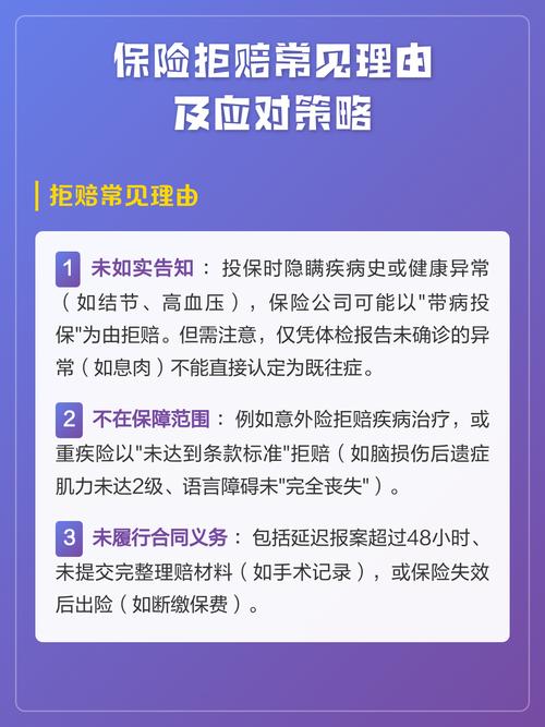 常见意外险理赔拒赔理由对比表