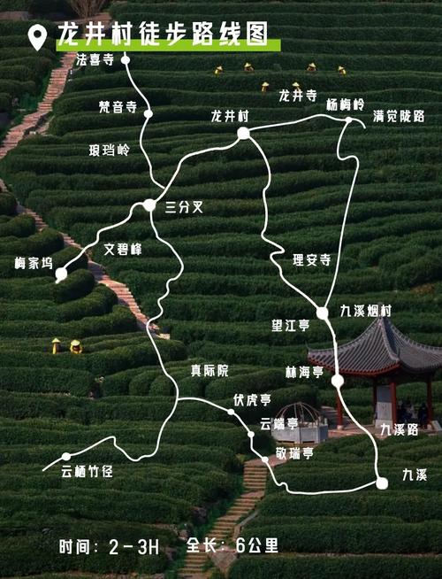 杭州龙井村茶园山间骑行路线