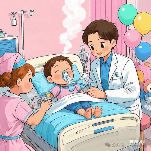重病儿童在病房里开心画画