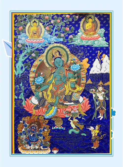 藏族唐卡画师手工研磨天然石青颜料
