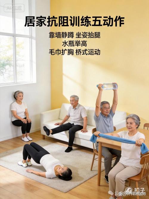 老年人居家无器械抗阻力训练动作示范图