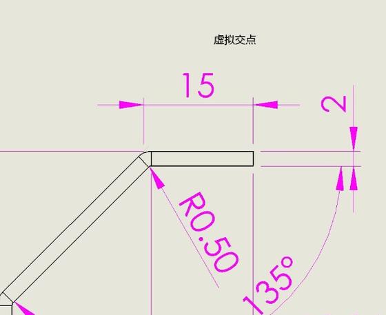 钣金折弯回弹补偿角度测量示意图