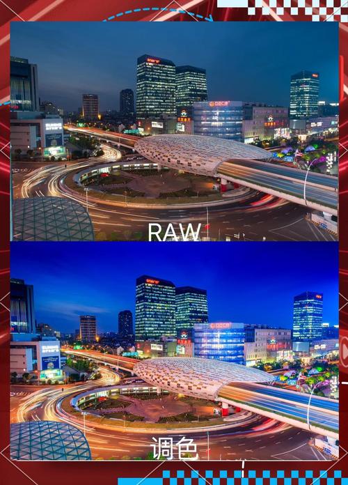 手机摄影夜景RAW与JPEG细节对比图