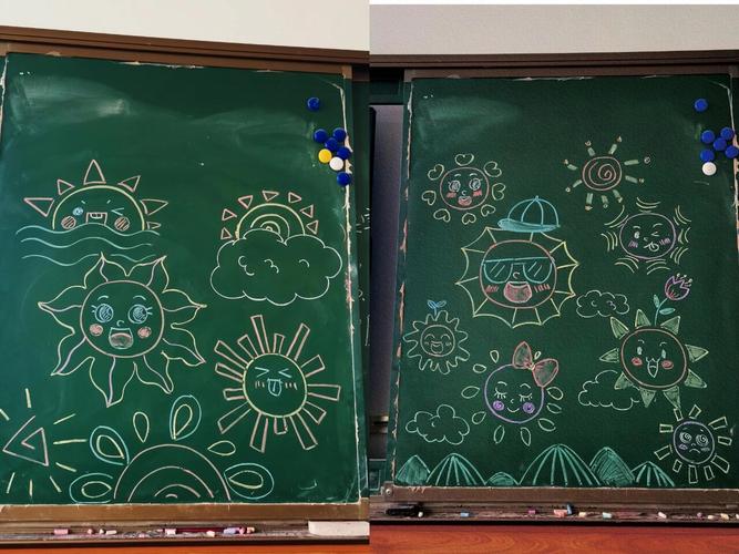 城郊工地工棚门口小孩画的粉笔太阳