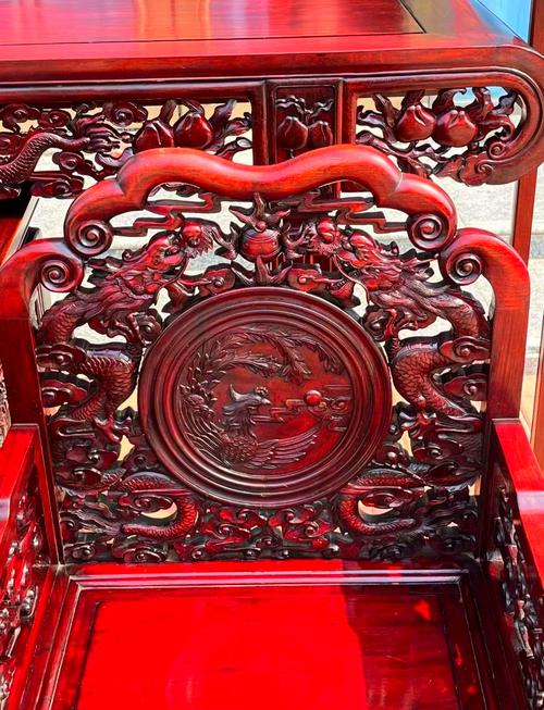 龙凤呈祥红木喜秤细节展示图