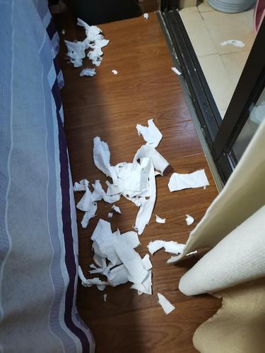 新手妈妈坐在卧室地板上对着便签纸写字旁边放着揉成团的废纸