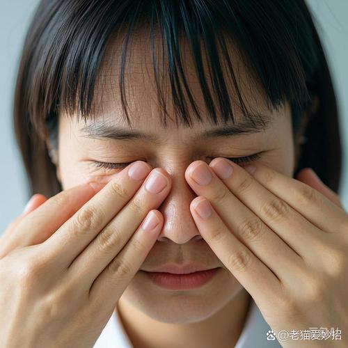 室内搓热双手捂眼放松场景图