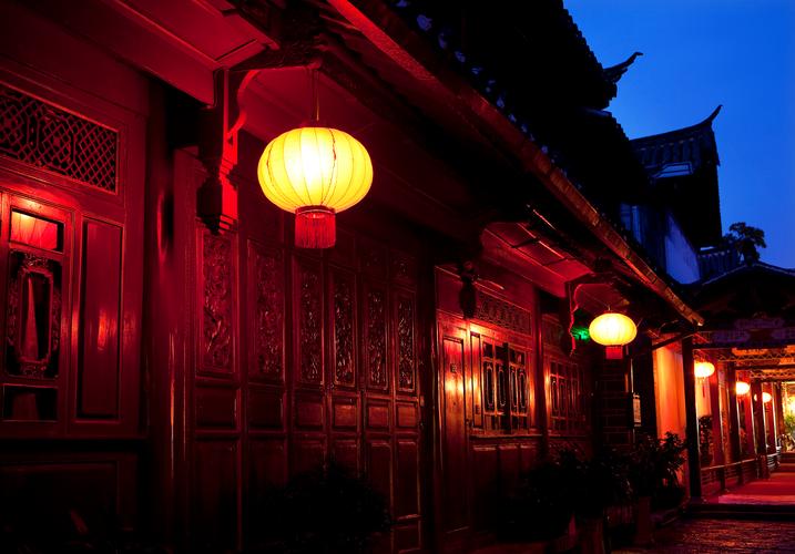 丽江古城夜晚灯笼