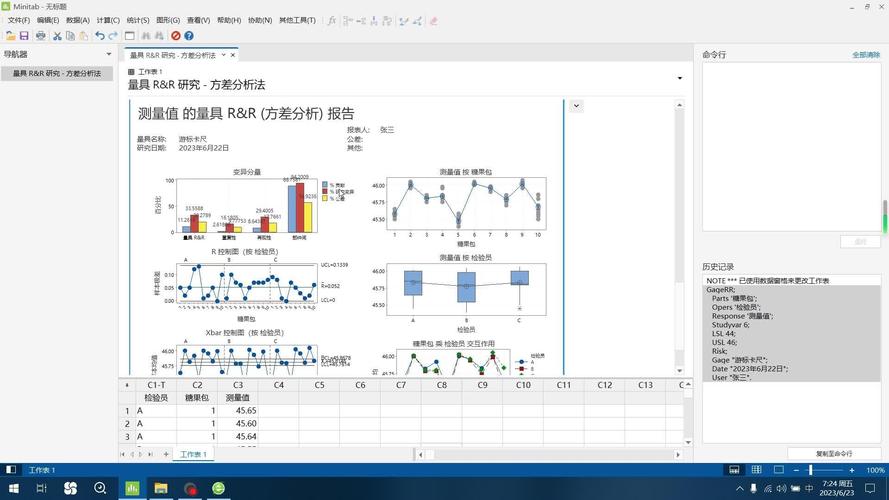Minitab软件六西格玛能力分析界面